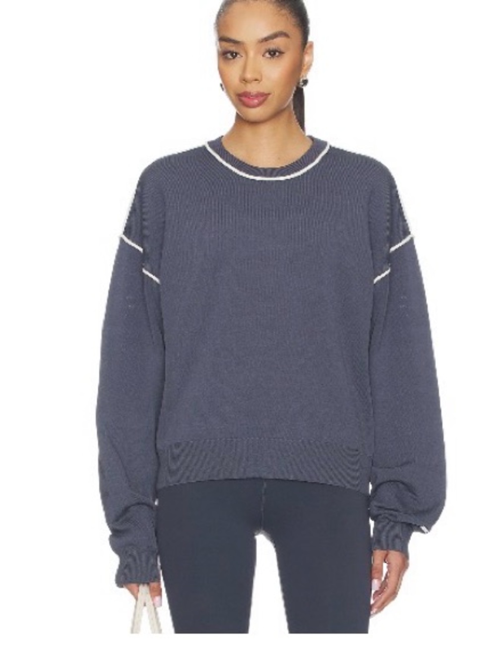 P.E Nation Women's Navy Crewneck Sweater with White Trim